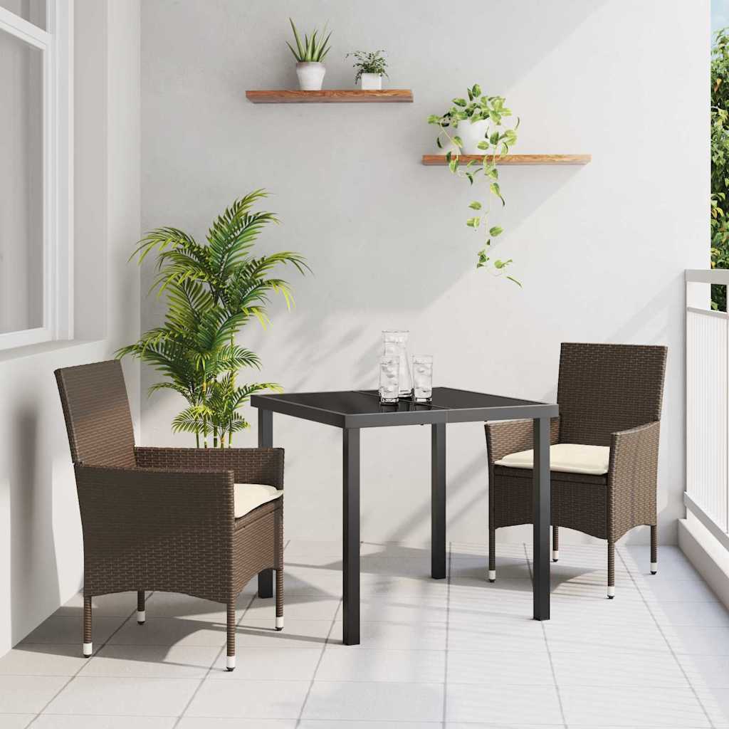 vidaXL Garten Essgruppe mit Kissen 3 pcs Schwarz Poly-Rattan