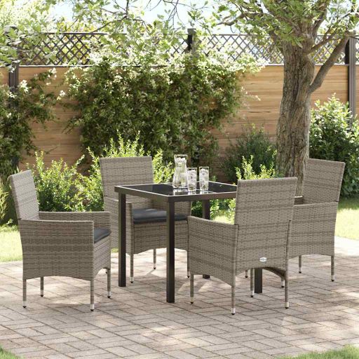 vidaXL Garten Essgruppe mit Kissen 3 pcs Schwarz Poly-Rattan