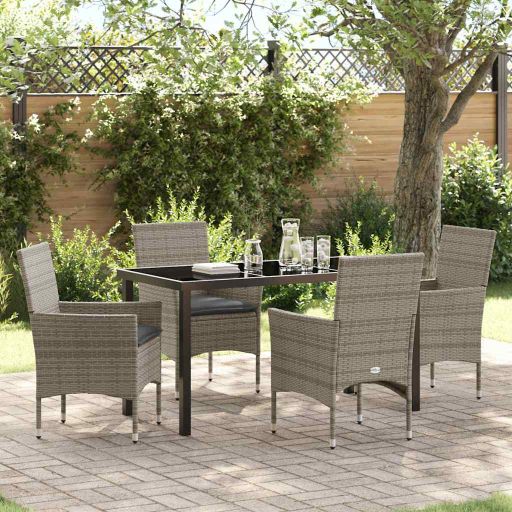vidaXL Garten Essgruppe mit Kissen 3 pcs Schwarz Poly-Rattan