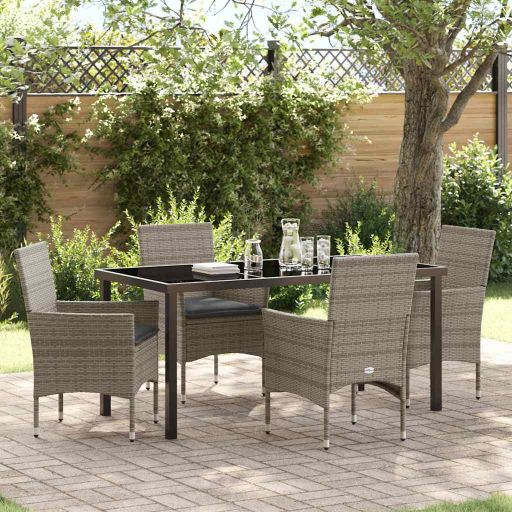 vidaXL Garten Essgruppe mit Kissen 3 pcs Schwarz Poly-Rattan