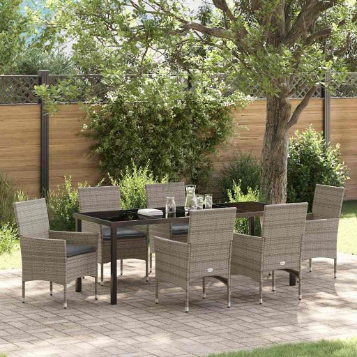 vidaXL Garten Essgruppe mit Kissen 3 pcs Schwarz Poly-Rattan