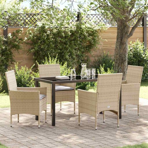 vidaXL Garten Essgruppe mit Kissen 3 pcs Schwarz Poly-Rattan