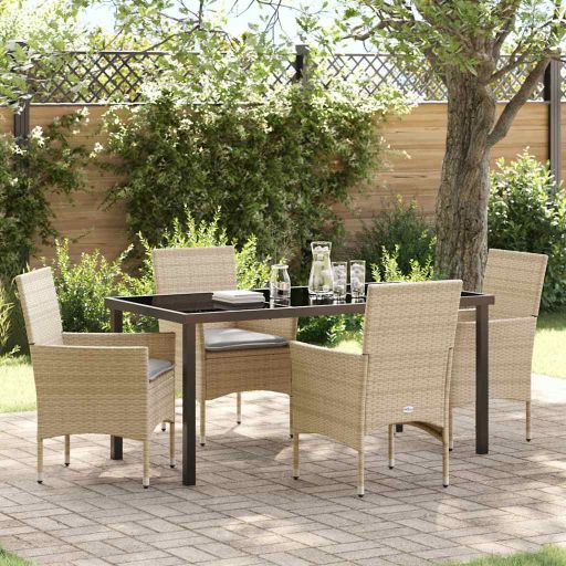 vidaXL Garten Essgruppe mit Kissen 3 pcs Schwarz Poly-Rattan