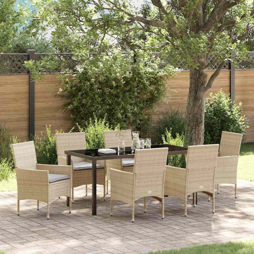 vidaXL Garten Essgruppe mit Kissen 3 pcs Schwarz Poly-Rattan