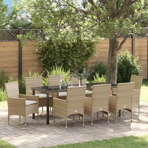 vidaXL Garten Essgruppe mit Kissen 3 pcs Schwarz Poly-Rattan