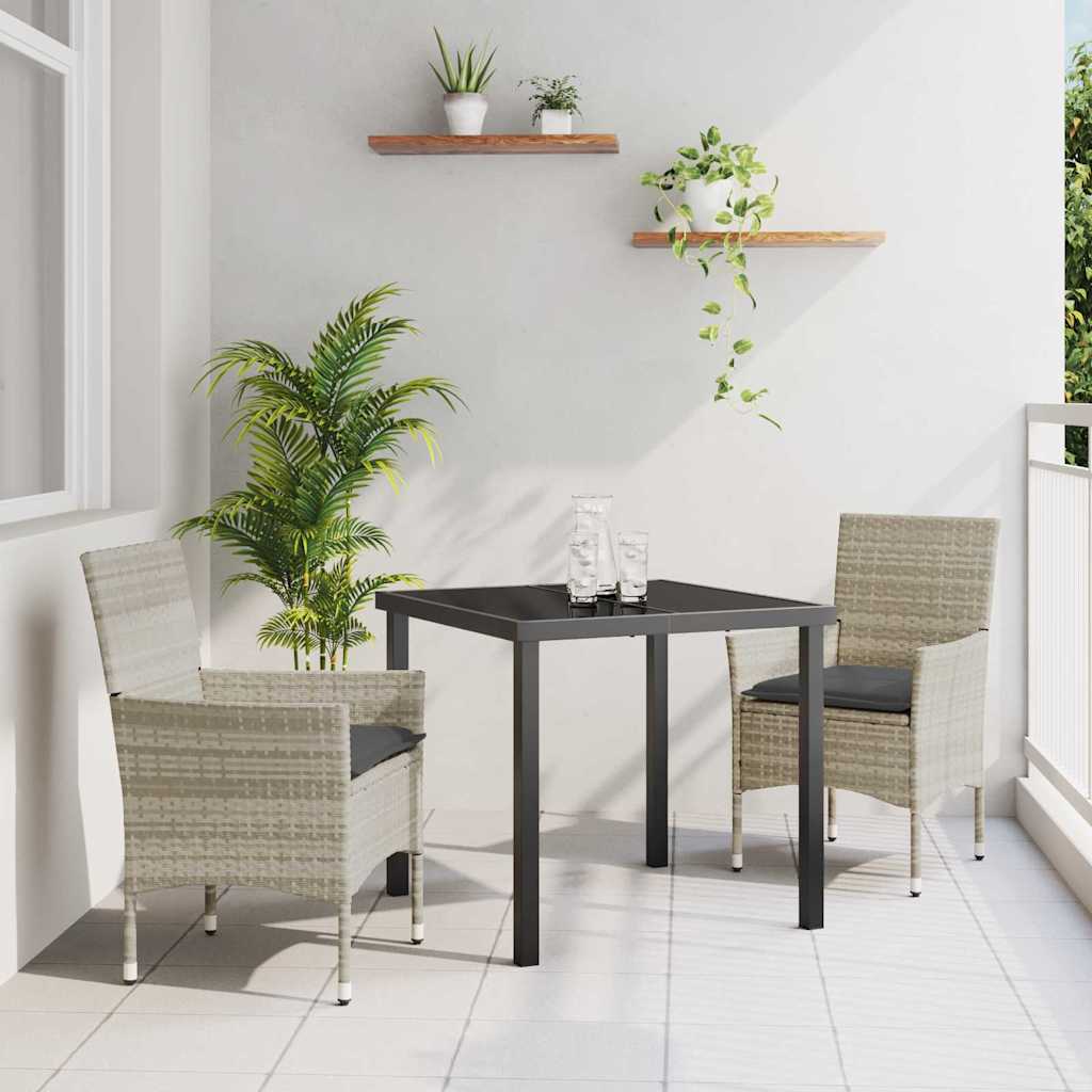 vidaXL Garten Essgruppe mit Kissen 3 pcs Schwarz Poly-Rattan