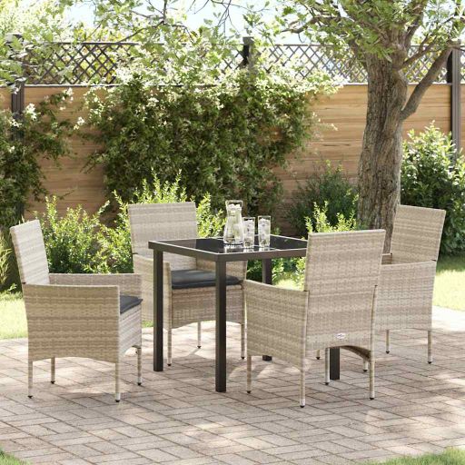 vidaXL Garten Essgruppe mit Kissen 3 pcs Schwarz Poly-Rattan