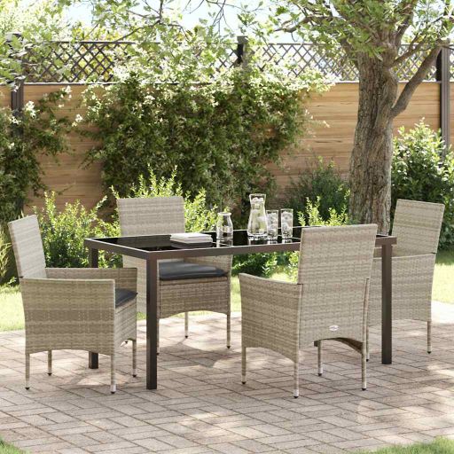 vidaXL Garten Essgruppe mit Kissen 3 pcs Schwarz Poly-Rattan