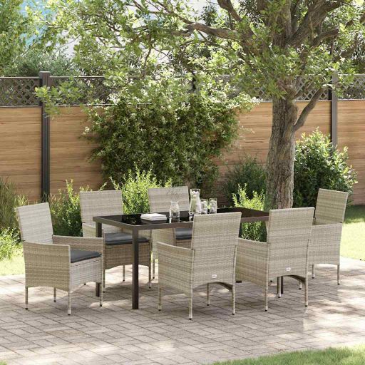 vidaXL Garten Essgruppe mit Kissen 3 pcs Schwarz Poly-Rattan