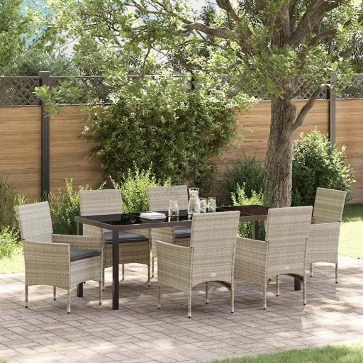 vidaXL Garten Essgruppe mit Kissen 3 pcs Schwarz Poly-Rattan