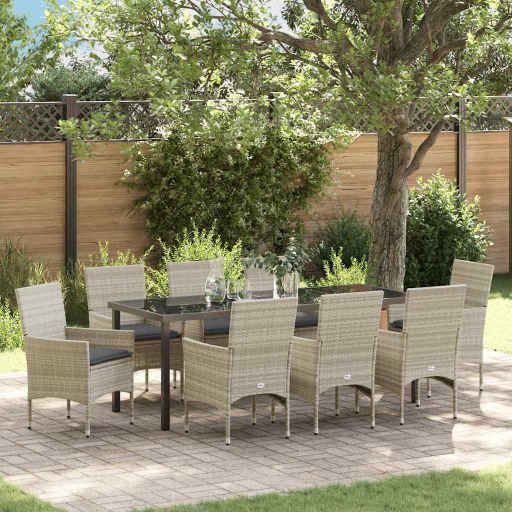 vidaXL Garten Essgruppe mit Kissen 3 pcs Schwarz Poly-Rattan