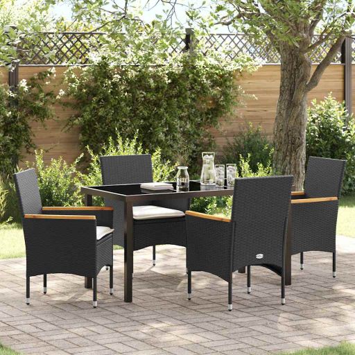 vidaXL Garten Essgruppe mit Kissen 3 pcs Schwarz Poly-Rattan