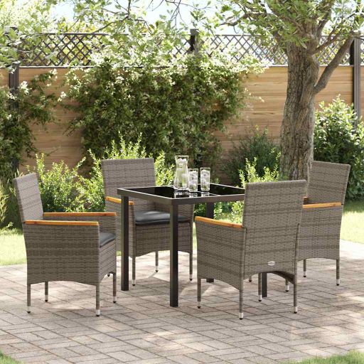 vidaXL Garten Essgruppe mit Kissen 3 pcs Schwarz Poly-Rattan