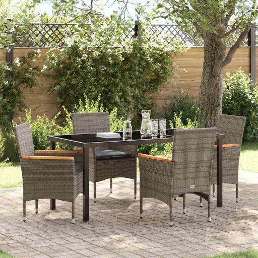 vidaXL Garten Essgruppe mit Kissen 3 pcs Schwarz Poly-Rattan