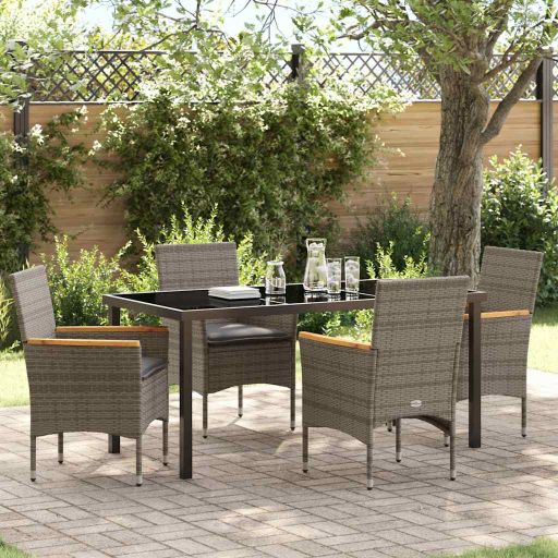 vidaXL Garten Essgruppe mit Kissen 3 pcs Schwarz Poly-Rattan