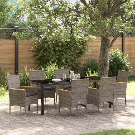 vidaXL Garten Essgruppe mit Kissen 3 pcs Schwarz Poly-Rattan