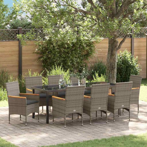 vidaXL Garten Essgruppe mit Kissen 3 pcs Schwarz Poly-Rattan