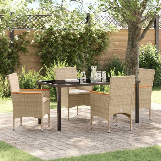 vidaXL Garten Essgruppe mit Kissen 3 pcs Schwarz Poly-Rattan