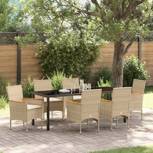 vidaXL Garten Essgruppe mit Kissen 3 pcs Schwarz Poly-Rattan