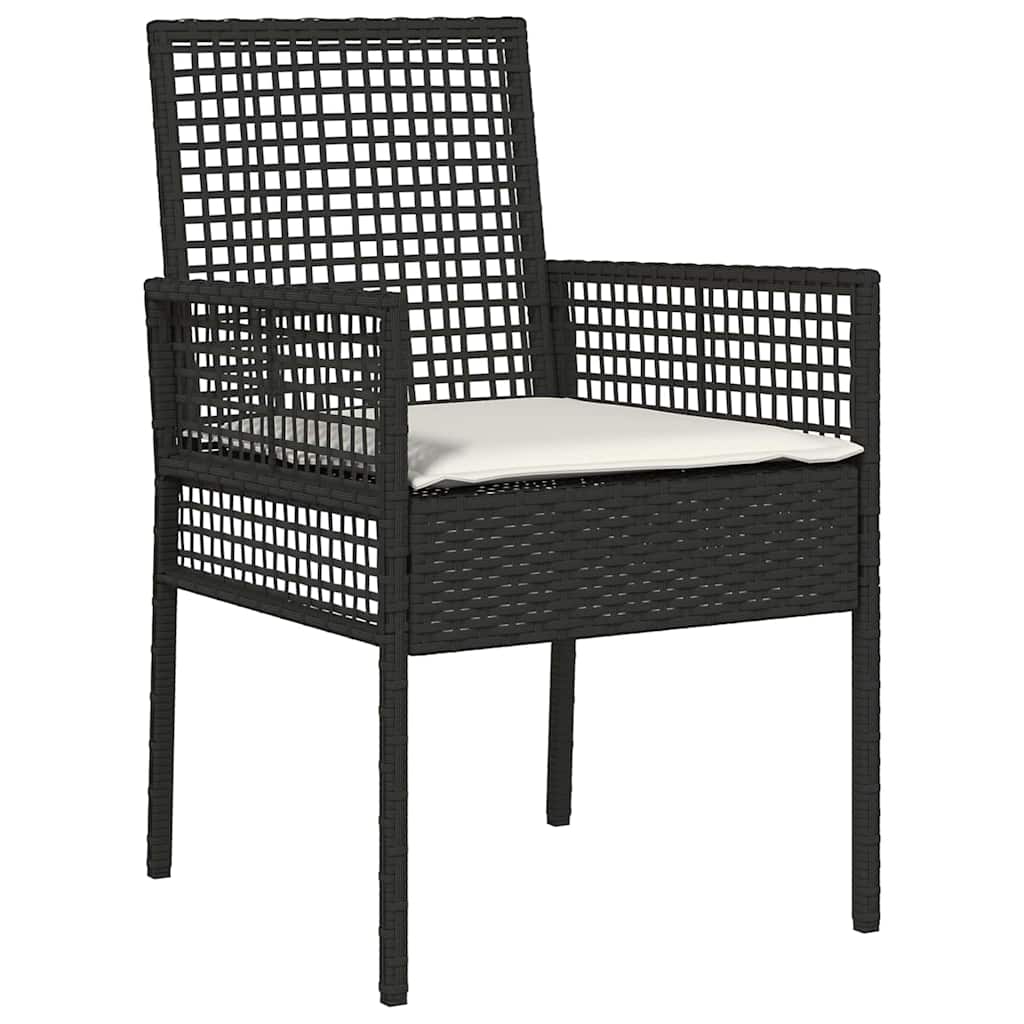 vidaXL Garten Essgruppe mit Kissen 3 pcs Schwarz Poly-Rattan