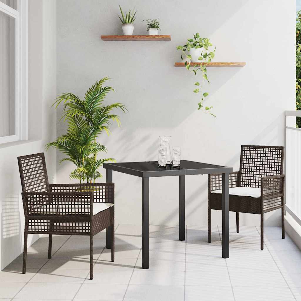vidaXL Garten Essgruppe mit Kissen 3 pcs Schwarz Poly-Rattan