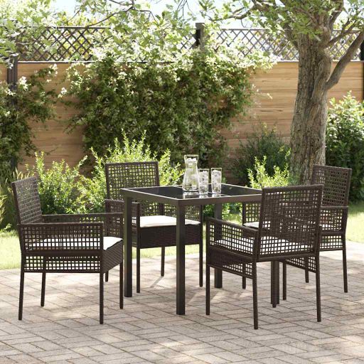 vidaXL Garten Essgruppe mit Kissen 3 pcs Schwarz Poly-Rattan