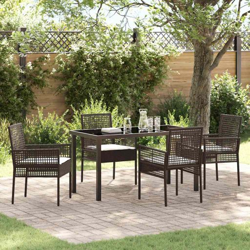 vidaXL Garten Essgruppe mit Kissen 3 pcs Schwarz Poly-Rattan