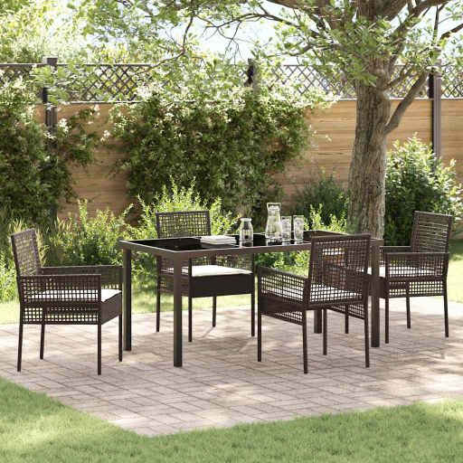 vidaXL Garten Essgruppe mit Kissen 3 pcs Schwarz Poly-Rattan
