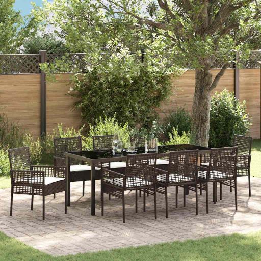 vidaXL Garten Essgruppe mit Kissen 3 pcs Schwarz Poly-Rattan