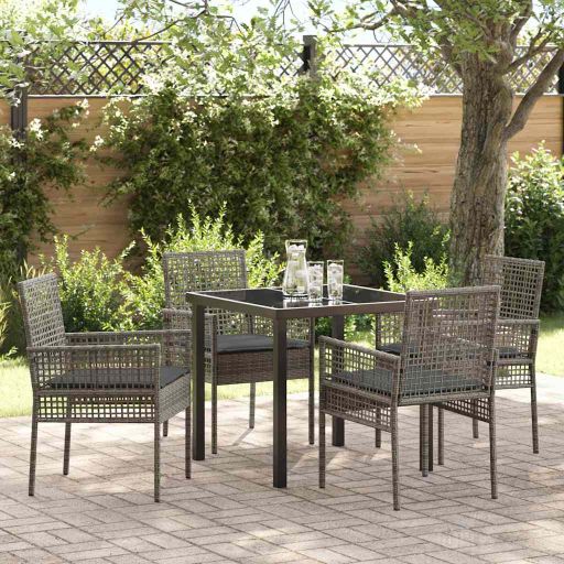 vidaXL Garten Essgruppe mit Kissen 3 pcs Schwarz Poly-Rattan