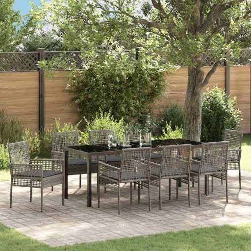 vidaXL Garten Essgruppe mit Kissen 3 pcs Schwarz Poly-Rattan