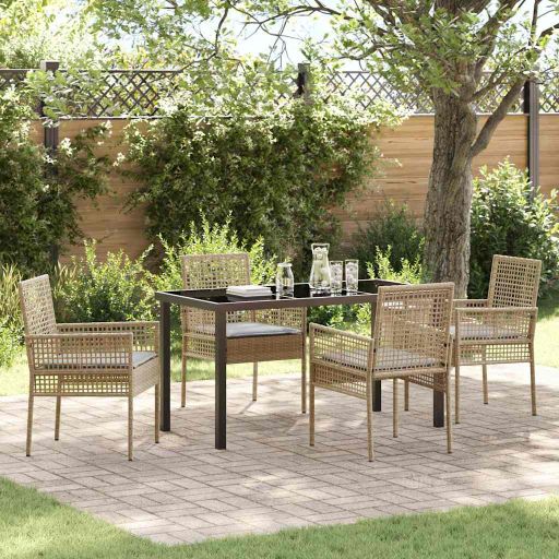 vidaXL Garten Essgruppe mit Kissen 3 pcs Schwarz Poly-Rattan