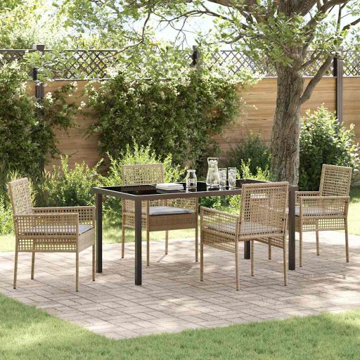 vidaXL Garten Essgruppe mit Kissen 3 pcs Schwarz Poly-Rattan