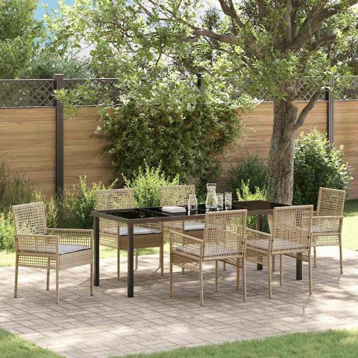 vidaXL Garten Essgruppe mit Kissen 3 pcs Schwarz Poly-Rattan