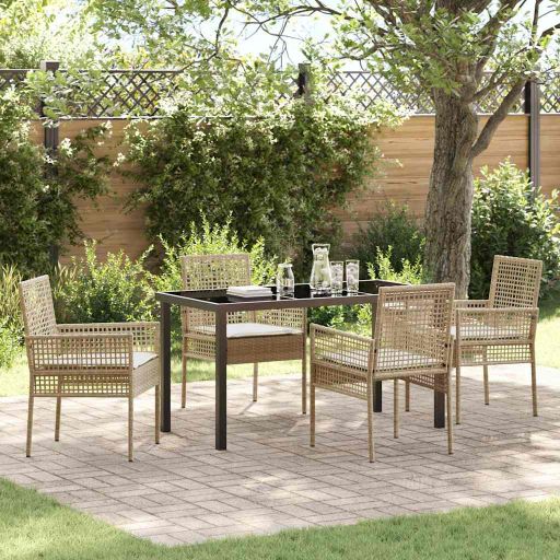 vidaXL Garten Essgruppe mit Kissen 3 pcs Schwarz Poly-Rattan