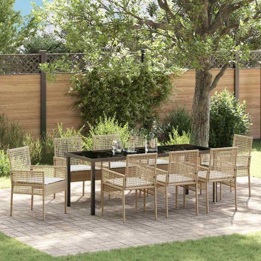 vidaXL Garten Essgruppe mit Kissen 3 pcs Schwarz Poly-Rattan