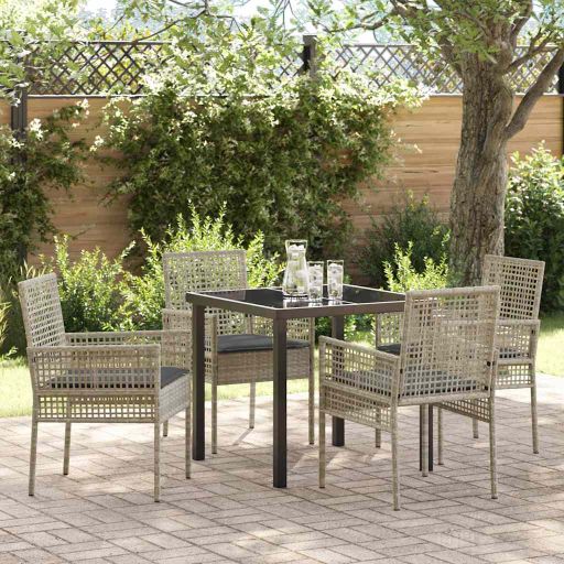 vidaXL Garten Essgruppe mit Kissen 3 pcs Schwarz Poly-Rattan