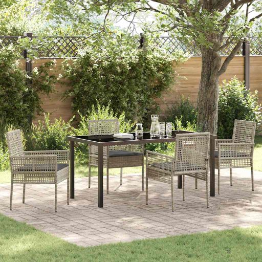 vidaXL Garten Essgruppe mit Kissen 3 pcs Schwarz Poly-Rattan