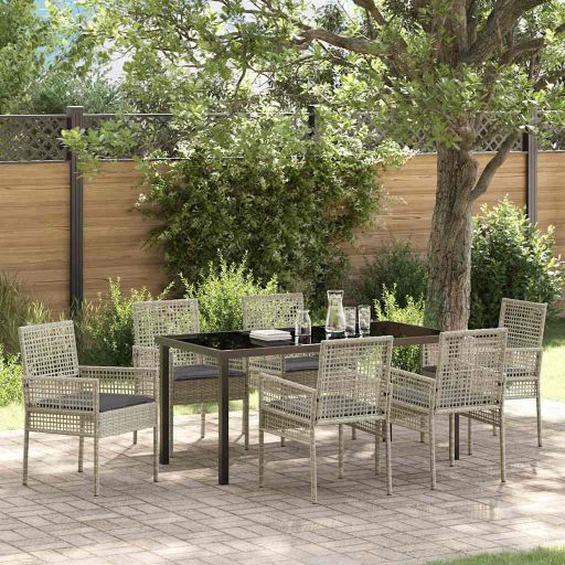 vidaXL Garten Essgruppe mit Kissen 3 pcs Schwarz Poly-Rattan