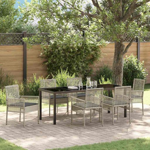 vidaXL Garten Essgruppe mit Kissen 3 pcs Schwarz Poly-Rattan