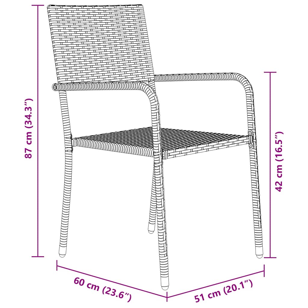 vidaXL Garten Essgruppe mit Kissen 3 pcs Schwarz Poly-Rattan