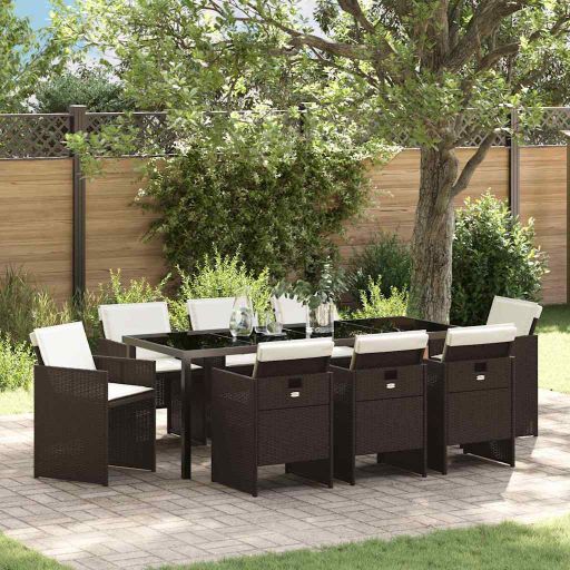 vidaXL Garten Essgruppe mit Kissen 5 pcs Schwarz Poly-Rattan