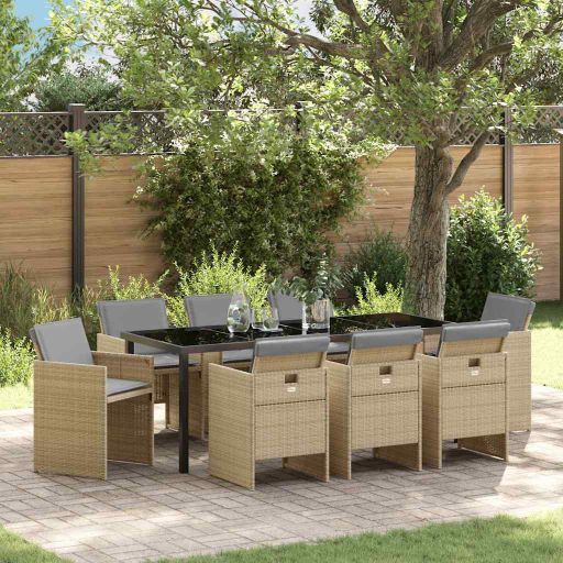 vidaXL Garten Essgruppe mit Kissen 5 pcs Schwarz Poly-Rattan