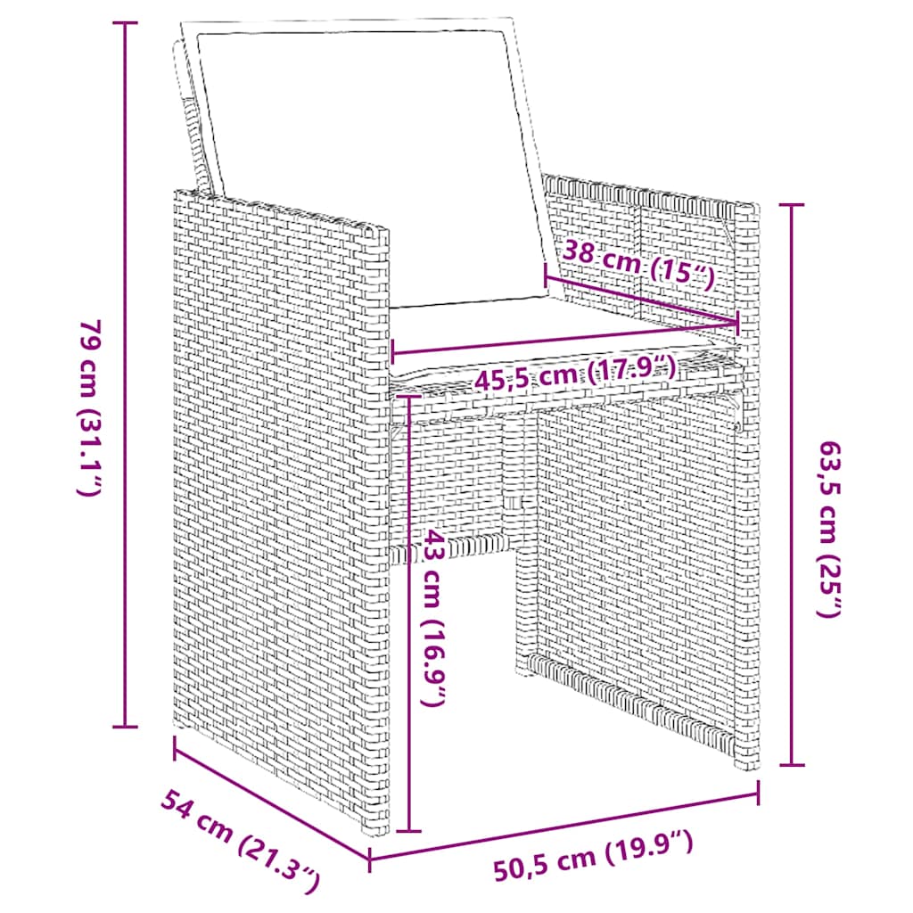 vidaXL Garten Essgruppe mit Kissen 5 pcs Grau Poly-Rattan
