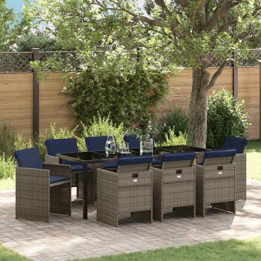 vidaXL Garten Essgruppe mit Kissen 5 pcs Grau Poly-Rattan