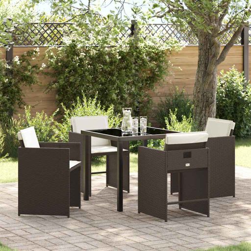 vidaXL Garten Essgruppe mit Kissen 5 pcs Schwarz Poly-Rattan