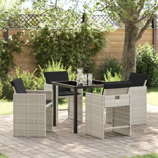 vidaXL Garten Essgruppe mit Kissen 5 pcs Schwarz Poly-Rattan