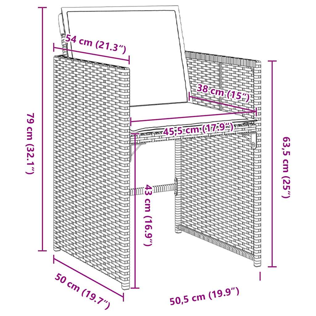 vidaXL Garten Essgruppe mit Kissen 5 pcs Grau Poly-Rattan