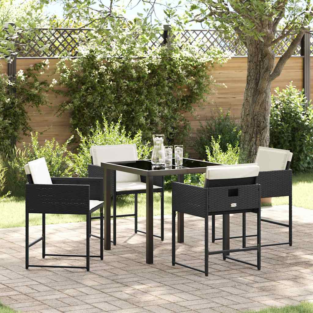 vidaXL Garten Essgruppe mit Kissen 5 pcs Schwarz Poly-Rattan