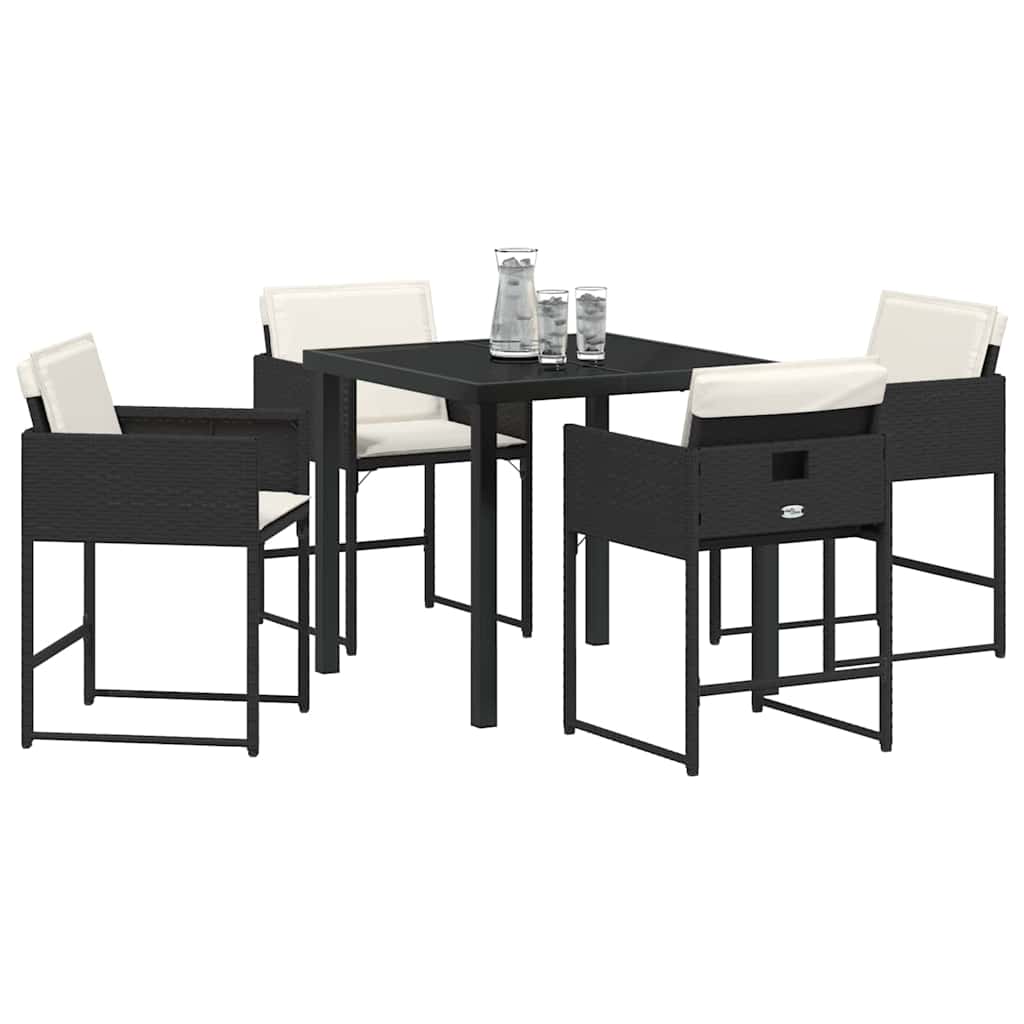 vidaXL Garten Essgruppe mit Kissen 5 pcs Schwarz Poly-Rattan